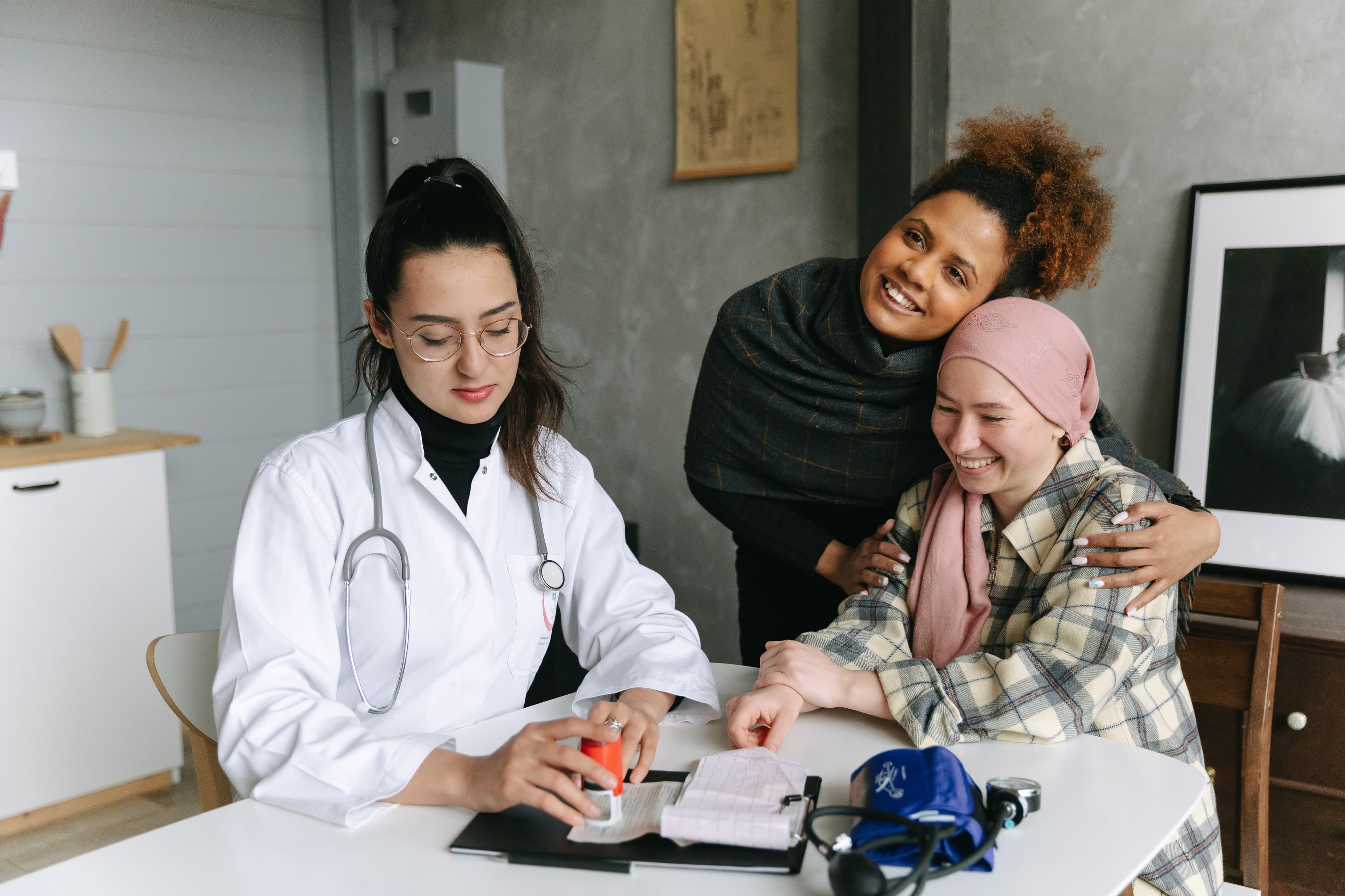 Healthcare professionals with patients